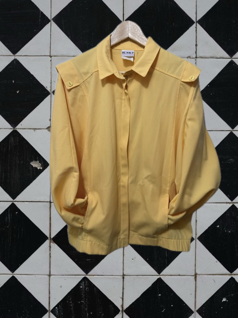 (Vintage) Koret Light Yellow Zipper-Front Bomber Jacket